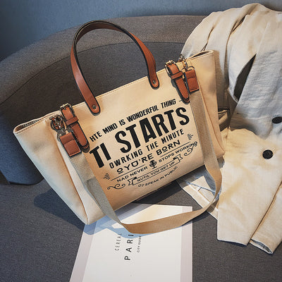 Bolsa Tote Canvas Coreana de Gran Capacidad - Estilo Ins - Image 6