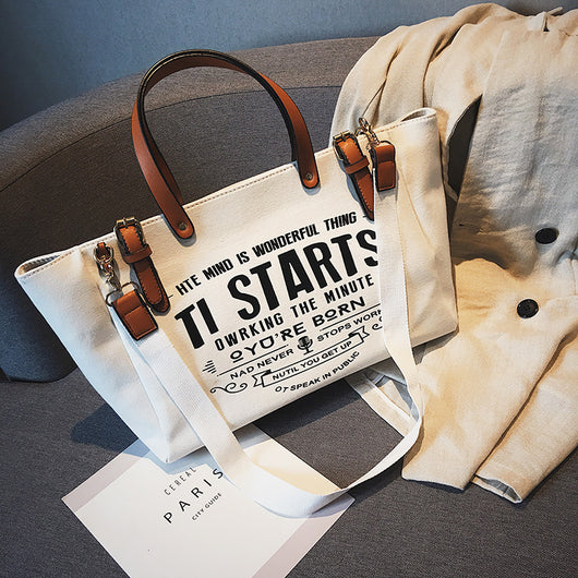 Bolsa Tote Canvas Coreana de Gran Capacidad - Estilo Ins - Image 9