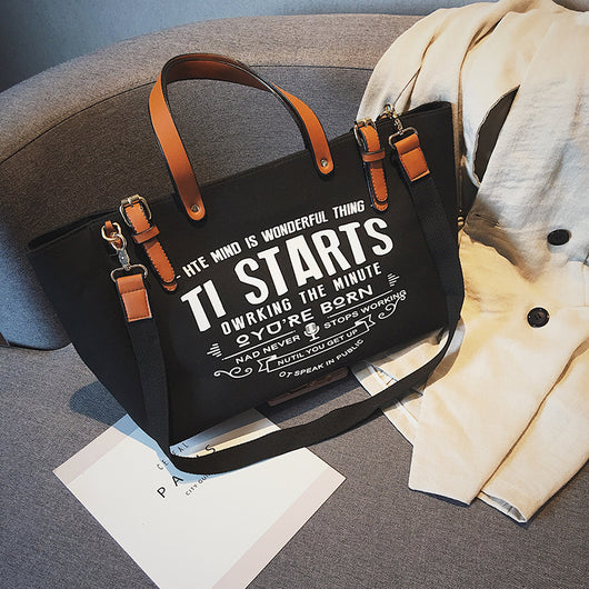 Bolsa Tote Canvas Coreana de Gran Capacidad - Estilo Ins - Image 5