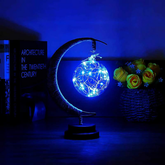 Lámpara Decorativa LED Luna con Ornamento de Hierro Forjado y Luz de Estrella - Image 5