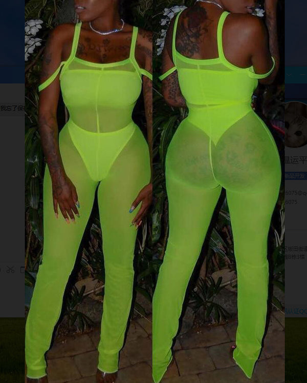 Jumpsuit Transparente Elegante para Mujer - Diseño Europeo y Americano