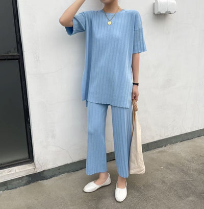 Conjunto de Punto: Blusa Midi y Pantalón Ancho - Image 11