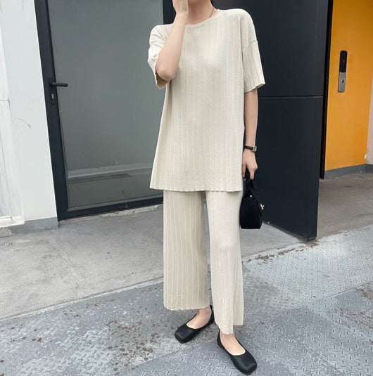 Conjunto de Punto: Blusa Midi y Pantalón Ancho - Image 4