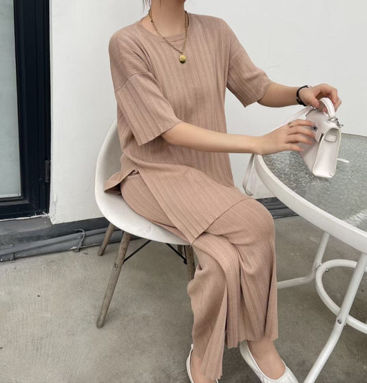 Conjunto de Punto: Blusa Midi y Pantalón Ancho - Image 5