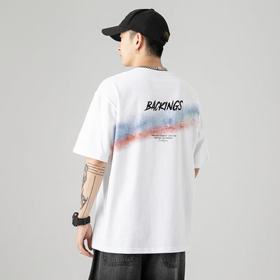 Camiseta Hombre Arcoíris Estampado Manga Corta Algodón Suelta Cuello Redondo - Image 8