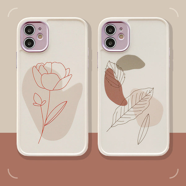 Funda Floral Suave para Teléfono - Diseño Sketch para Mujeres