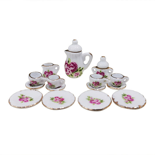 Juego de Té con Maceta Cerámica Floral - Image 2