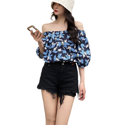 Vestido de Verano para Mujer con Cuello Asimétrico y Mangas Abullonadas