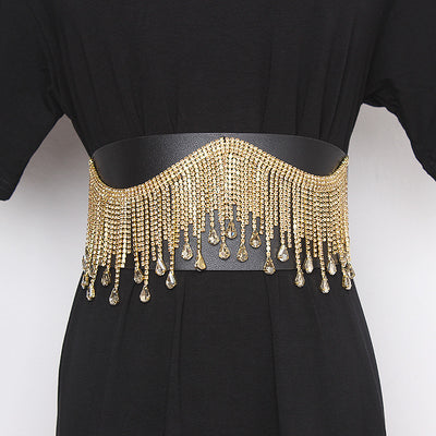 Cinturón Ancho Elegante con Flecos y Cristales Brillantes para Mujer - Image 8