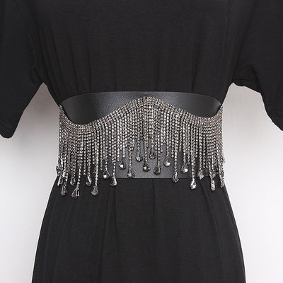 Cinturón Ancho Elegante con Flecos y Cristales Brillantes para Mujer - Image 7