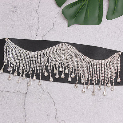 Cinturón Ancho Elegante con Flecos y Cristales Brillantes para Mujer - Image 4