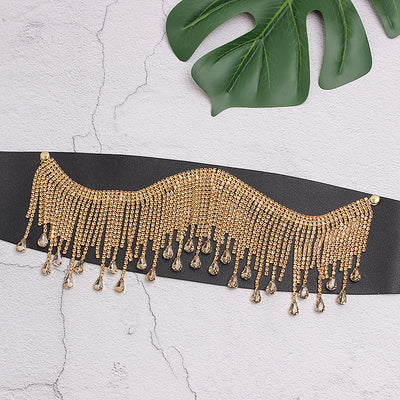 Cinturón Ancho Elegante con Flecos y Cristales Brillantes para Mujer - Image 5