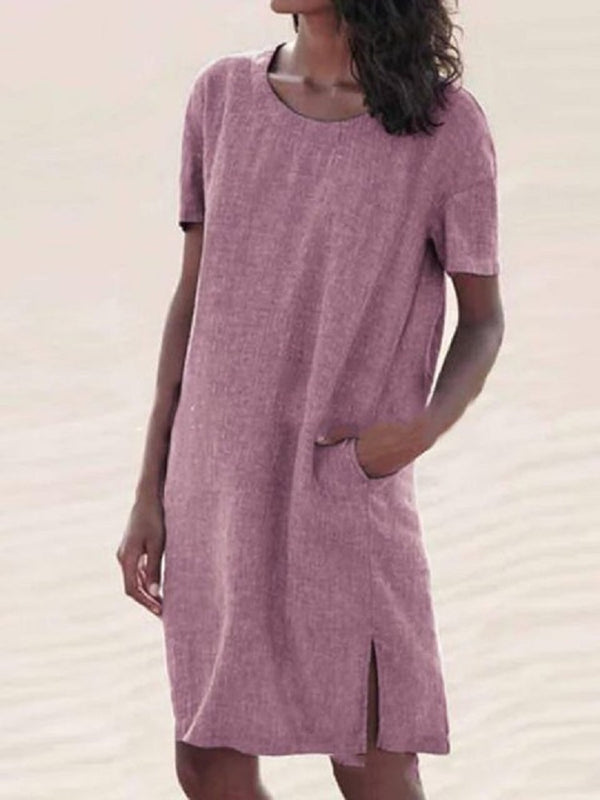 Vestido Camiseta de Algodón y Lino Multicolor - Image 3