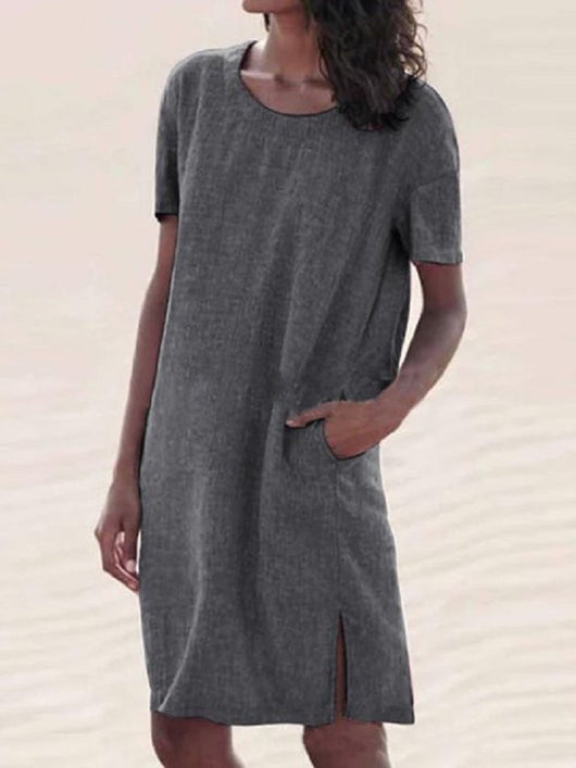 Vestido Camiseta de Algodón y Lino Multicolor - Image 5