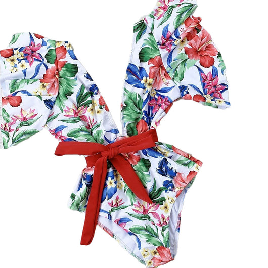 Traje de Baño Triangular Elegante para Damas con Cuello Ancho y Mangas Cortas - Image 3