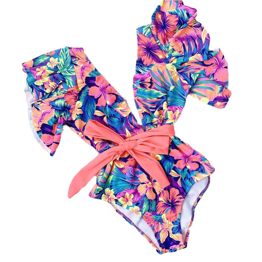 Traje de Baño Triangular Elegante para Damas con Cuello Ancho y Mangas Cortas - Image 2