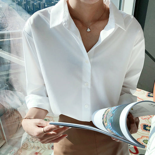 Camisa Blanca de Algodón Manga Larga para Primavera y Otoño - Image 9