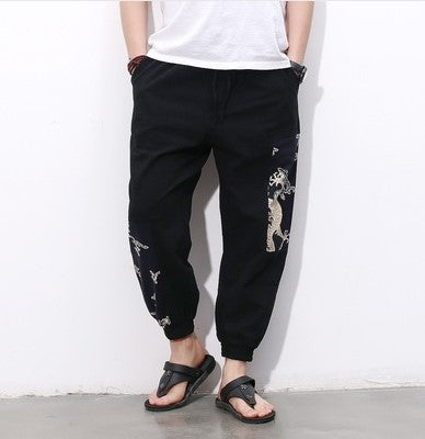 Pantalones Casuales Talla Grande en Algodón y Lino para Hombre