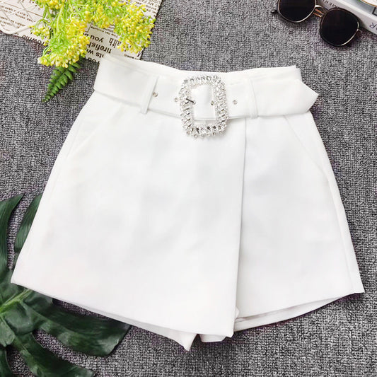 Shorts Elegantes para Mujer con Cinturón de Strass - Diseño Moderno para Verano