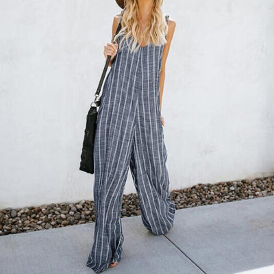 Pantalón Ancho de Algodón a Rayas para Mujer - Comodidad Veraniega - Image 8
