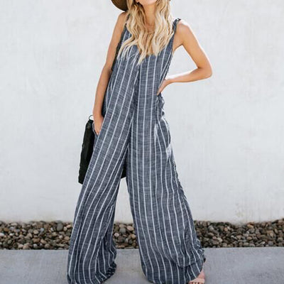 Pantalón Ancho de Algodón a Rayas para Mujer - Comodidad Veraniega - Image 10