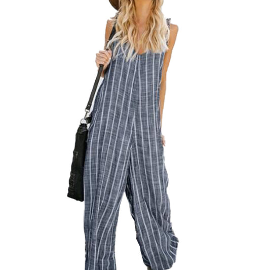 Pantalón Ancho de Algodón a Rayas para Mujer - Comodidad Veraniega