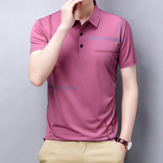 Polo Básico de Algodón Azul Sólido - Camiseta Casual Ligera para Hombre - Image 4