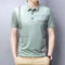 Polo Básico de Algodão Azul Sólido - Camiseta Casual Leve para Homem