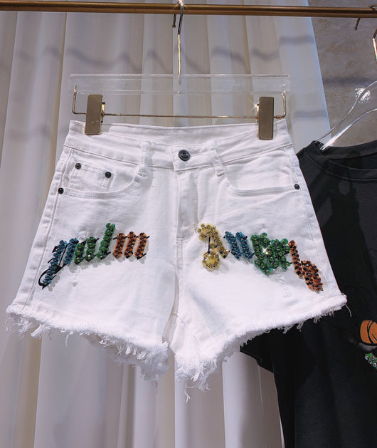 Shorts de Mezclilla Elástica con Detalles de Strass para Mujer - Image 3