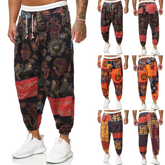 Pantalones Harem Étnicos para Hombre en Algodón y Lino - Image 12