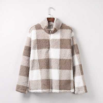 Abrigo Oversized de Cuadros con Cuello Alzado y Detalles en Contraste - Image 8