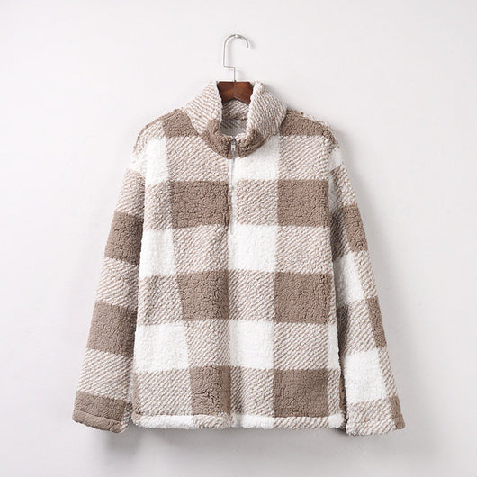 Abrigo Oversized de Cuadros con Cuello Alzado y Detalles en Contraste - Image 8