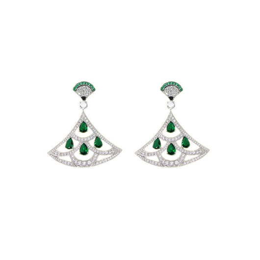 Aretes Abanicos de Circón Verde con Diamantes Chapados en Oro - Image 9
