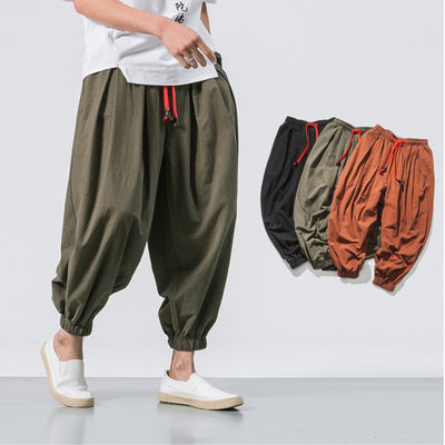 Pantalones Holgados de Algodón y Lino Cuatro Estaciones para Hombre - Image 4