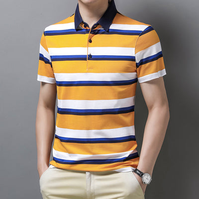 Polo Manga Corta Ice Silk a Rayas - Fresco y Elegante - Image 10