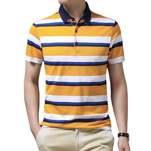Polo Manga Corta Ice Silk a Rayas - Fresco y Elegante - Image 9