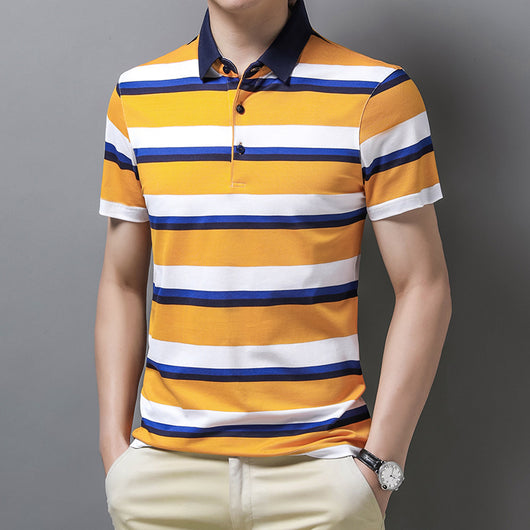 Polo Manga Corta Ice Silk a Rayas - Fresco y Elegante - Image 3