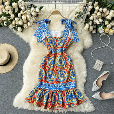Falda Fishtail Elegante con Lunares y Tirantes Ajustados - Image 8