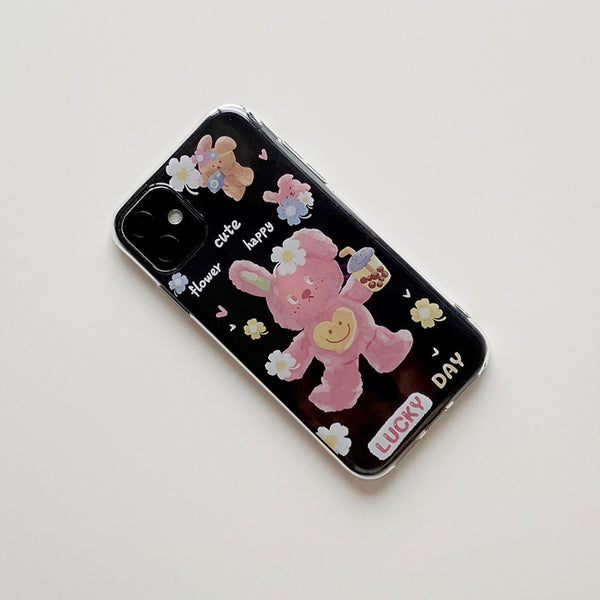 Funda para iPhone con Diseño Artístico de Conejo y Té de Leche