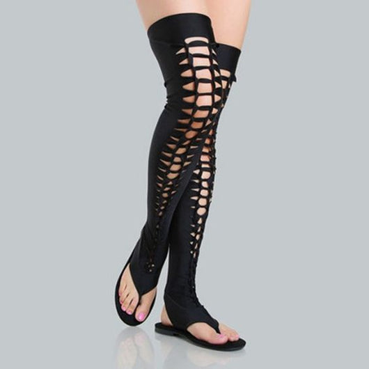 Sandalias Planas Lycra Elástica con Diseño Hueco - Comodidad y Estilo