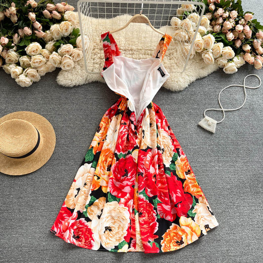 Falda Tipo Sling Estampado Retro Jardín Primavera
