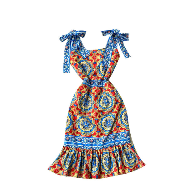 Falda Fishtail Elegante con Lunares y Tirantes Ajustados