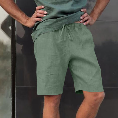 Pantalones Cortos de Lino con Cordón y Múltiples Bolsillos - Image 3