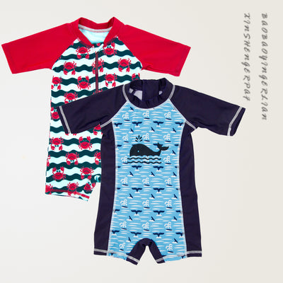 Traje de Baño Infantil Niño Estilo Coreano Manga Corta - Image 3