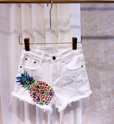 Shorts de Mezclilla Elástica con Detalles de Strass para Mujer - Image 6
