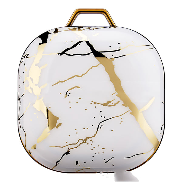 Funda Protectora para Auriculares con Diseño Mármol Púrpura y Acabado Dorado