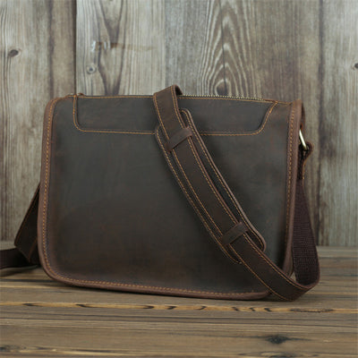 Bolsa Mensajero de Cuero Crazy Horse - Estilo Casual y Minimalista - Image 13