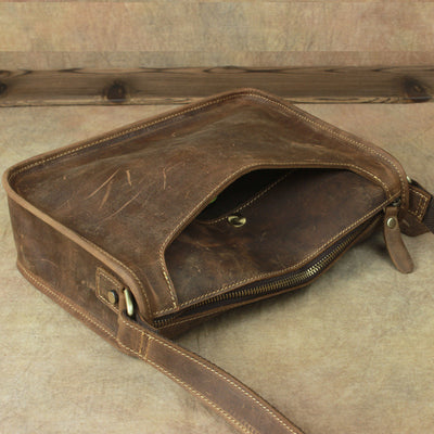 Bolsa Mensajero de Cuero Crazy Horse - Estilo Casual y Minimalista - Image 10