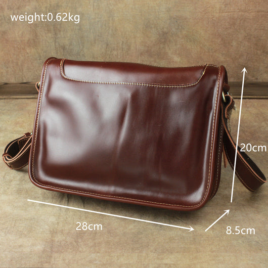 Bolsa Mensajero de Cuero Crazy Horse - Estilo Casual y Minimalista - Image 6