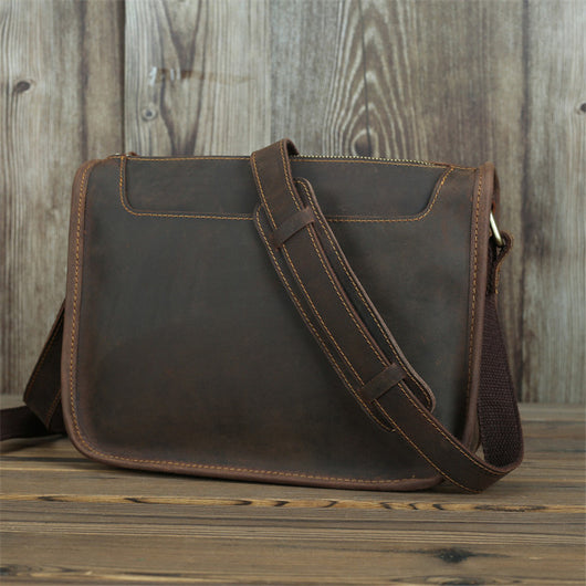 Bolsa Mensajero de Cuero Crazy Horse - Estilo Casual y Minimalista